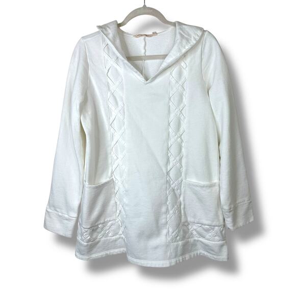 Soft Surroundings Soft White Peter Pan Collar Fleece Pullover Tunic Sweater - Picture 1 of 5